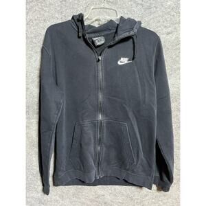 Nike Hoodie Sweatshirt Mens M Full Zip Fleece Blended Fabric Drawstring Black
